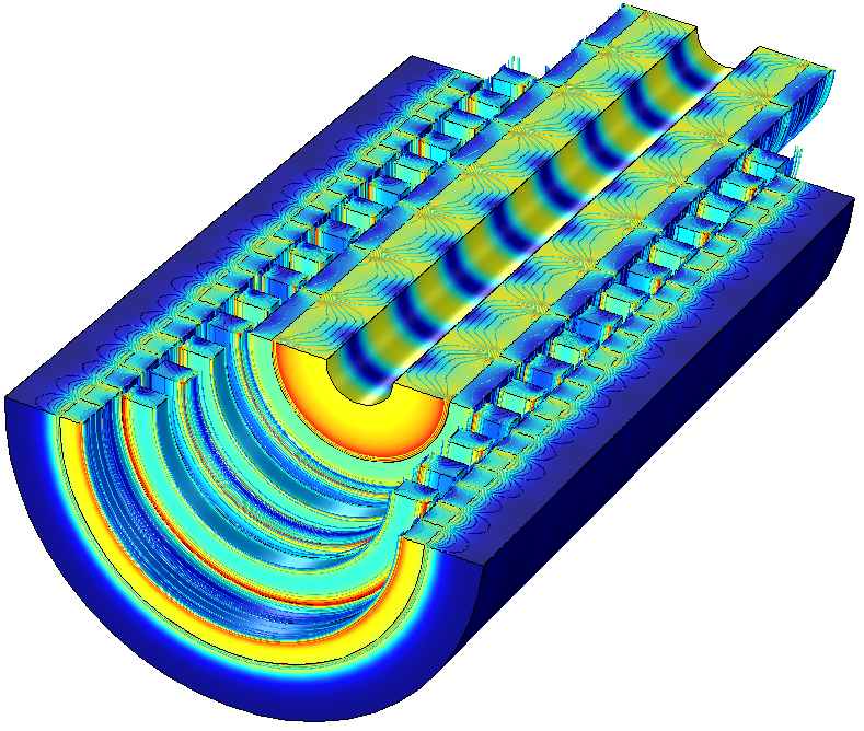 Magnetic flux density 用 COMSOL Multiphysics 模拟磁齿轮